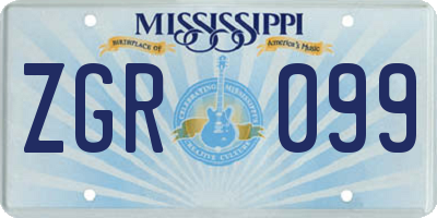 MS license plate ZGR099