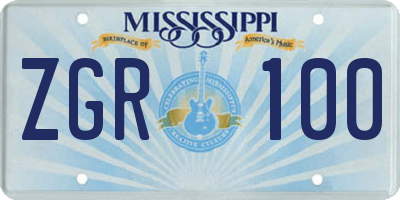 MS license plate ZGR100