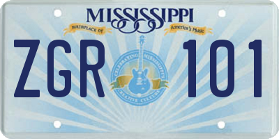MS license plate ZGR101