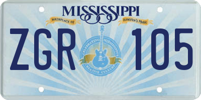 MS license plate ZGR105
