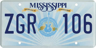 MS license plate ZGR106