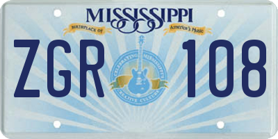 MS license plate ZGR108