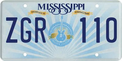 MS license plate ZGR110