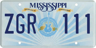 MS license plate ZGR111