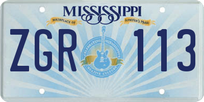 MS license plate ZGR113