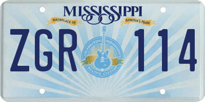 MS license plate ZGR114