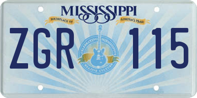 MS license plate ZGR115