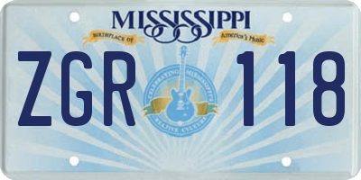 MS license plate ZGR118