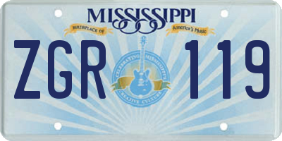 MS license plate ZGR119