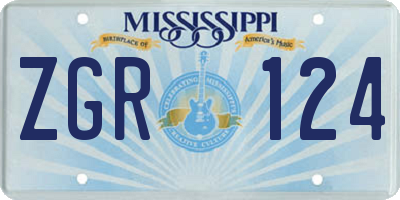 MS license plate ZGR124