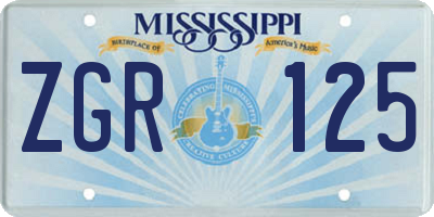 MS license plate ZGR125