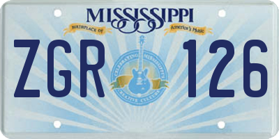 MS license plate ZGR126