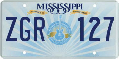 MS license plate ZGR127