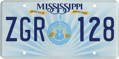 MS license plate ZGR128