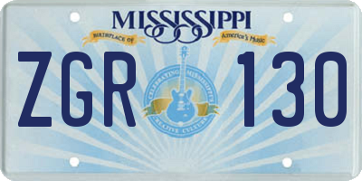 MS license plate ZGR130