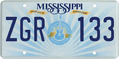 MS license plate ZGR133