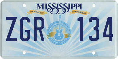 MS license plate ZGR134