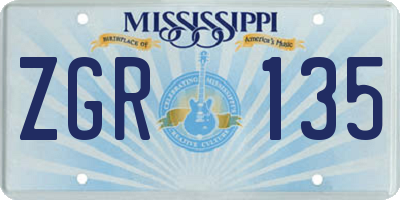 MS license plate ZGR135
