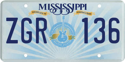 MS license plate ZGR136