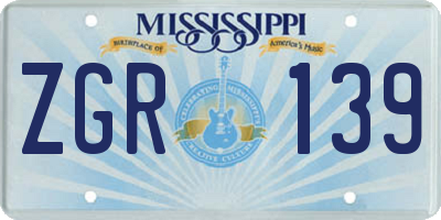 MS license plate ZGR139