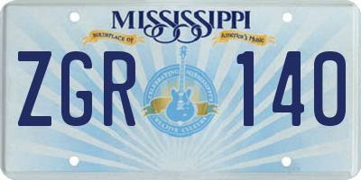 MS license plate ZGR140
