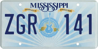 MS license plate ZGR141