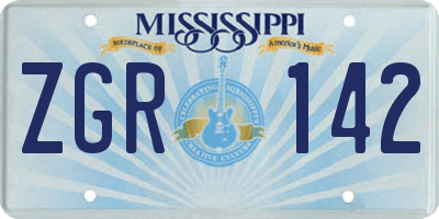 MS license plate ZGR142
