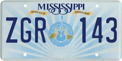 MS license plate ZGR143
