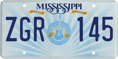 MS license plate ZGR145