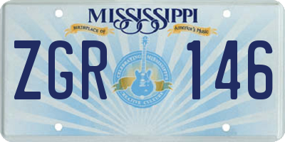 MS license plate ZGR146