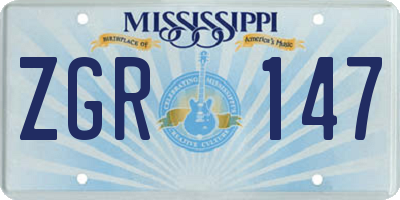 MS license plate ZGR147