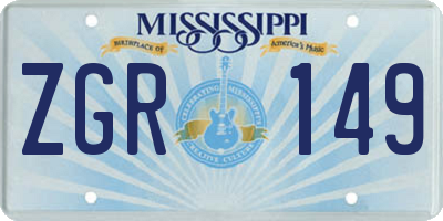 MS license plate ZGR149