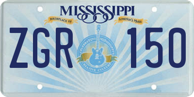 MS license plate ZGR150