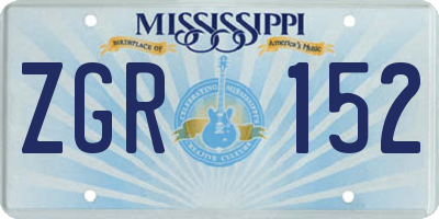 MS license plate ZGR152