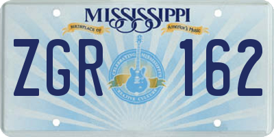 MS license plate ZGR162