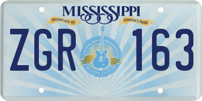 MS license plate ZGR163