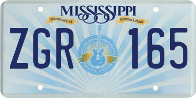 MS license plate ZGR165