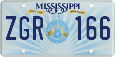 MS license plate ZGR166