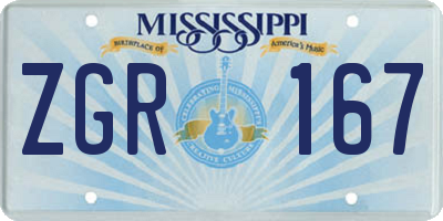 MS license plate ZGR167