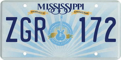 MS license plate ZGR172