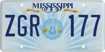 MS license plate ZGR177