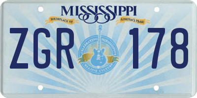 MS license plate ZGR178