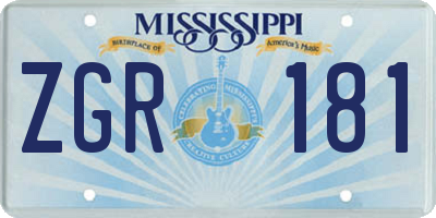 MS license plate ZGR181