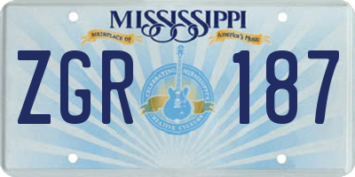 MS license plate ZGR187