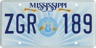 MS license plate ZGR189