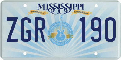 MS license plate ZGR190