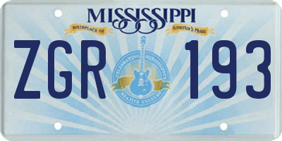 MS license plate ZGR193