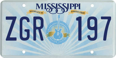 MS license plate ZGR197