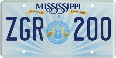 MS license plate ZGR200