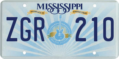 MS license plate ZGR210